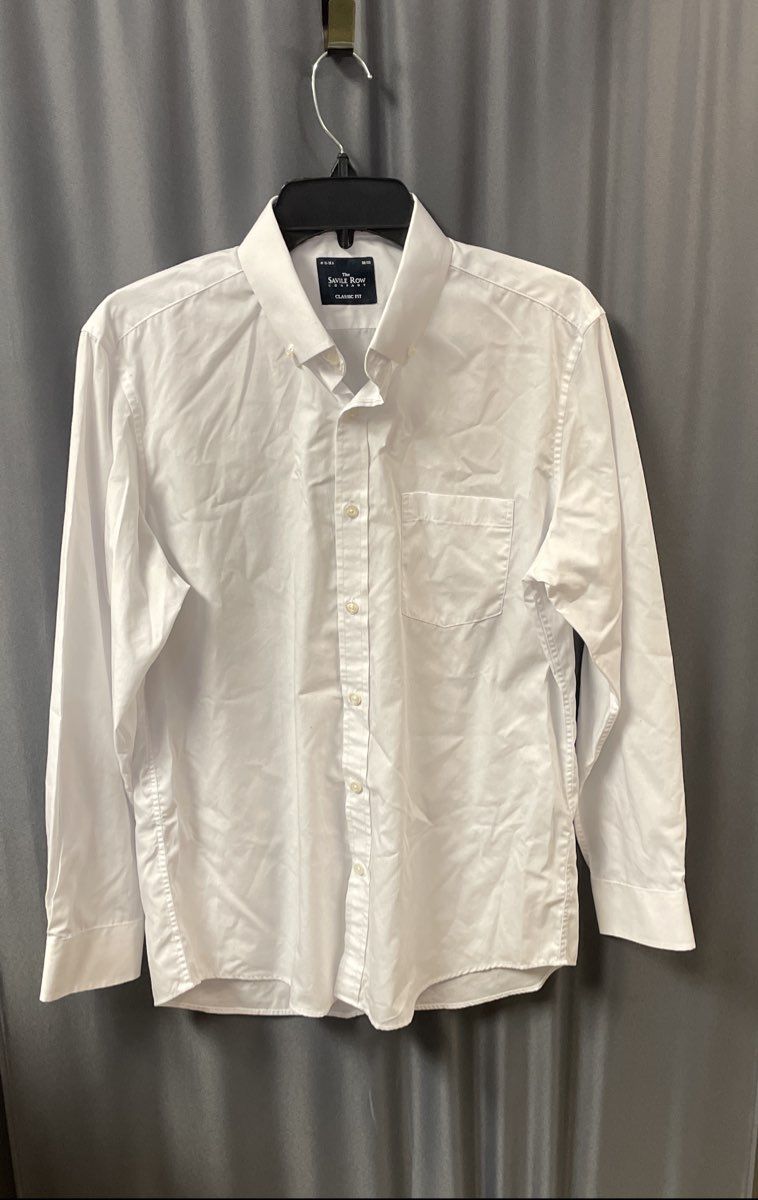 The Savile Row Co Men's White Oxford Classic Fit Button Down Shirt Sz M 15-15.5