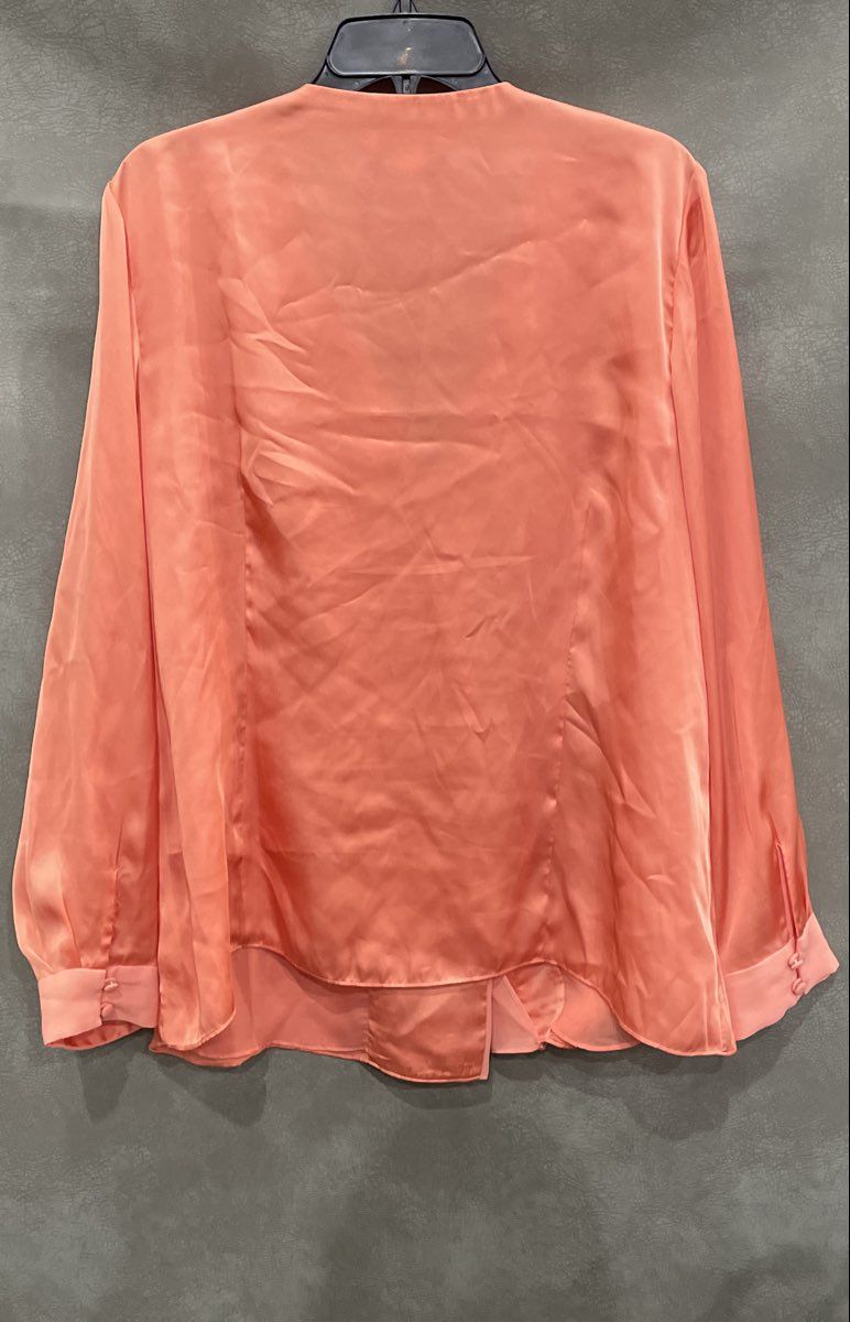 Coldwater Creek Women's Pink Long Sleeve Split Neck Layered Blouse Sz XL 18