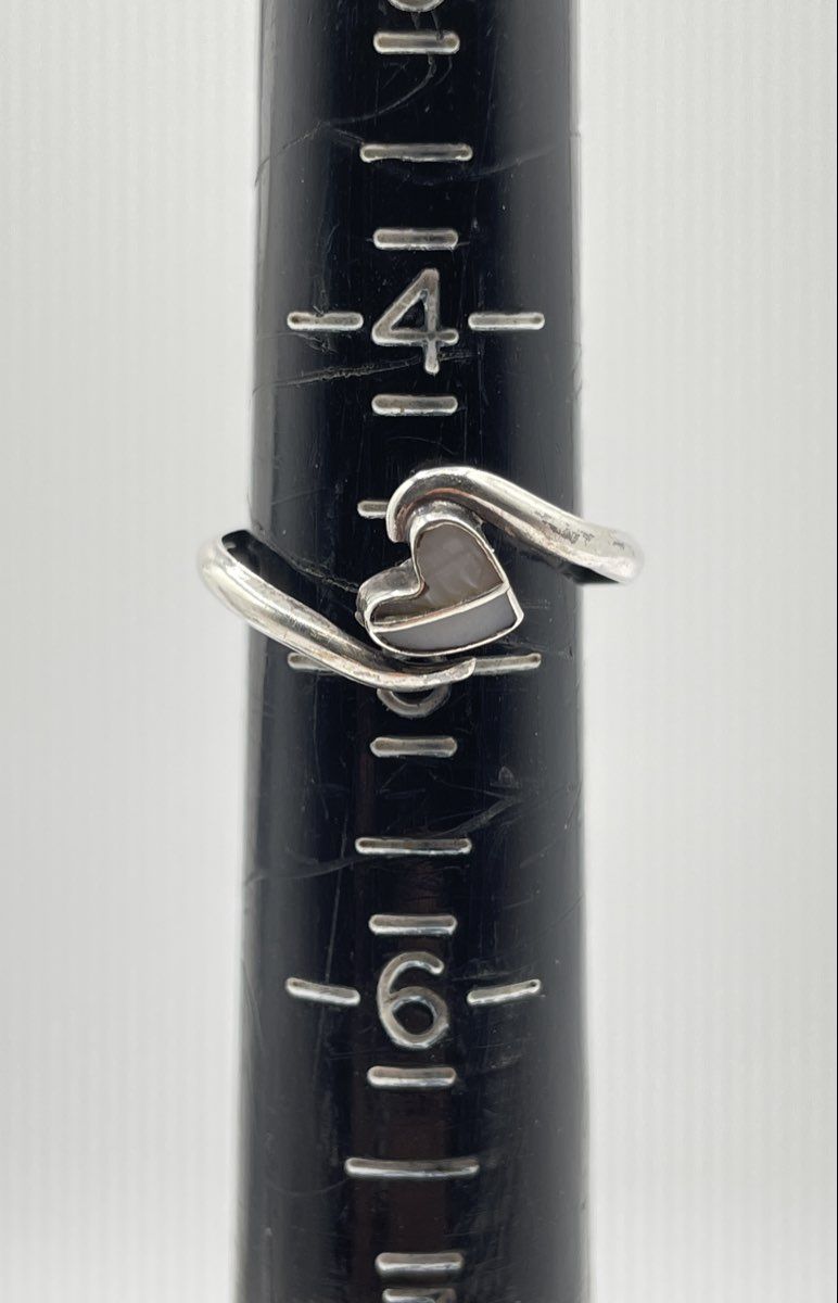 Lot Of Two 925 Sterling Silver Rings White Resin Inlay Heart & Footprints 4.9g
