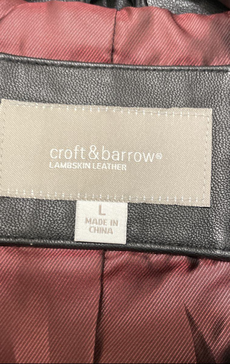 Croft & Barrow Women's Black Lambskin Leather Full Zip Jacket Sz L