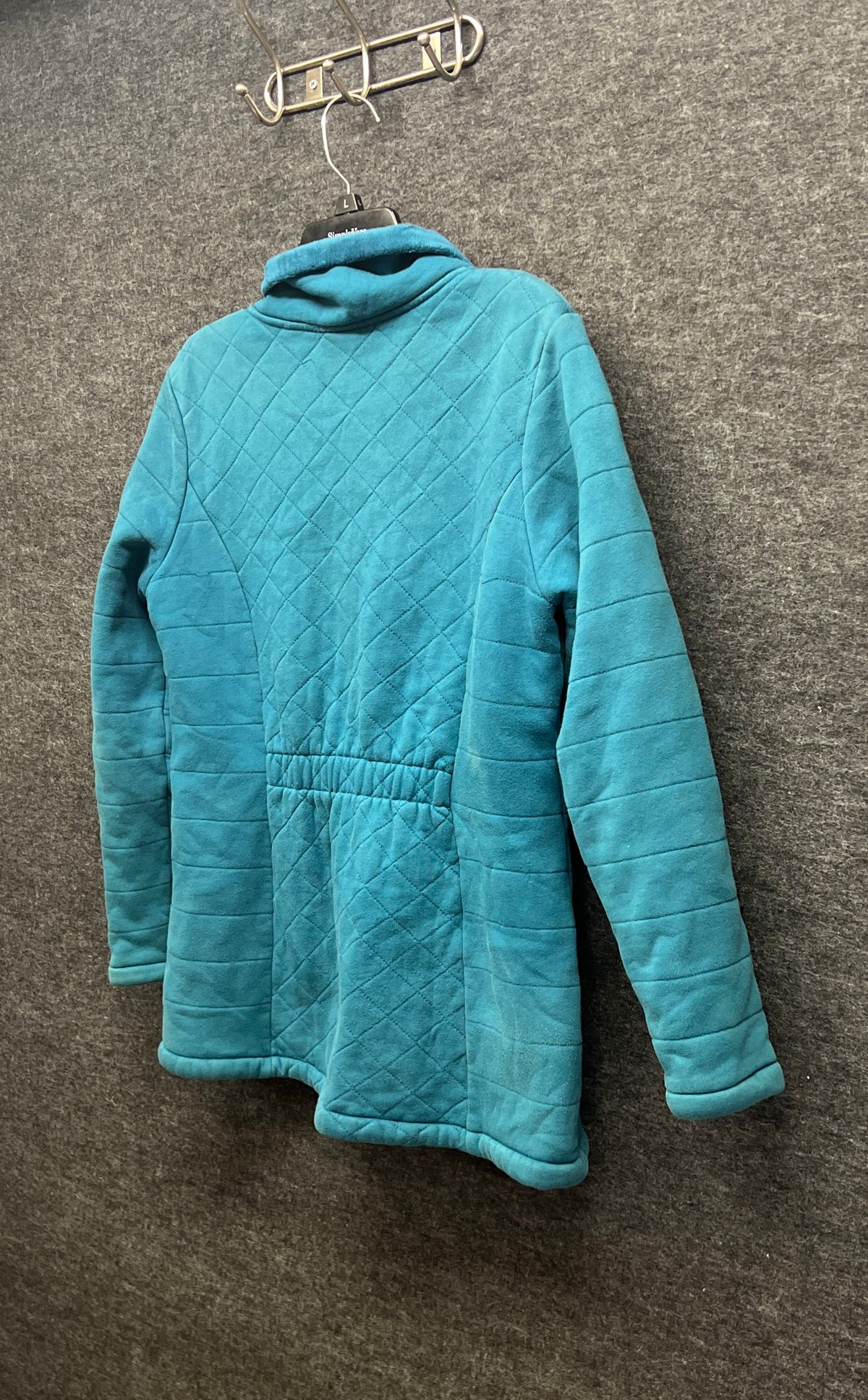 The North Face Women's Teal Blue Quilted Fleece Full Zip Jacket Sz L