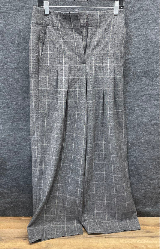 Banana Republic Women's Grey Plaid Pleated Wide Leg Dress Pants NWT Sz 4