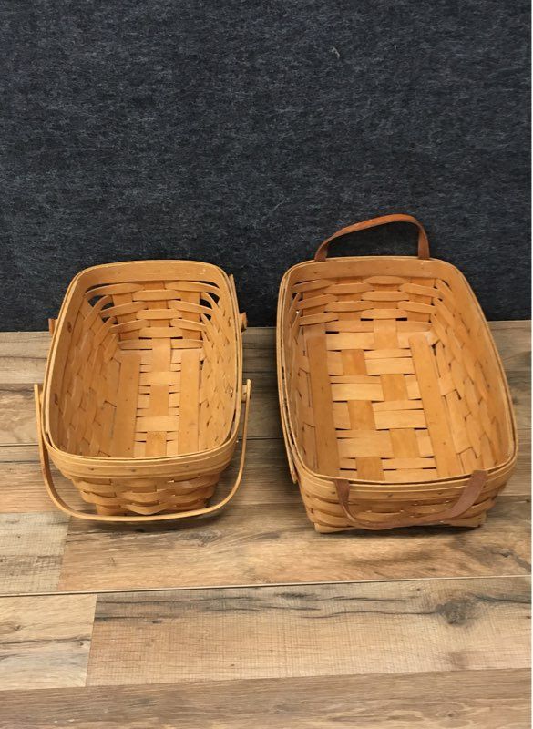 Lot of 3 Assorted Longaberger Wooden Baskets