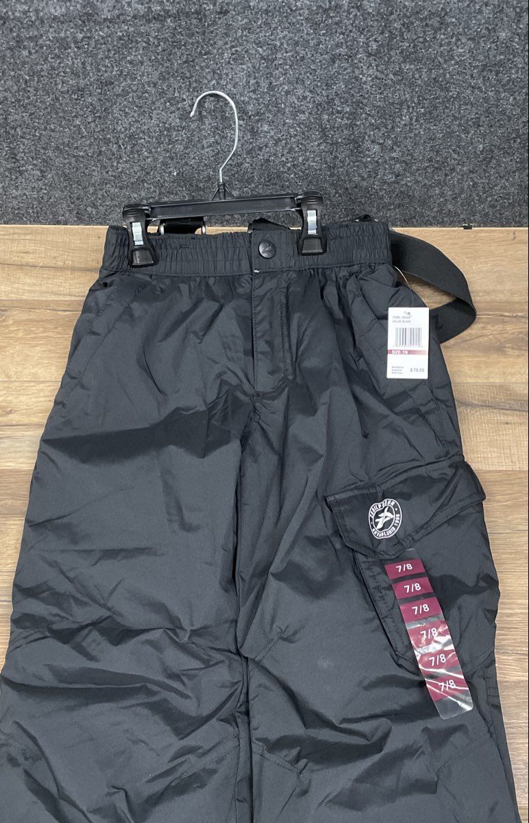 ZeroXposur Youth Snow Pants Black Insulated Cargo Ski Bib Pants NWT Sz 7/8