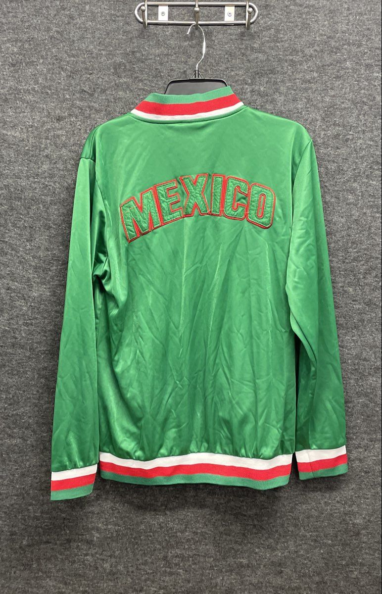 Original Deluxe Mexico Track Jacket Green Full Zip Embroidered Men's Size XL
