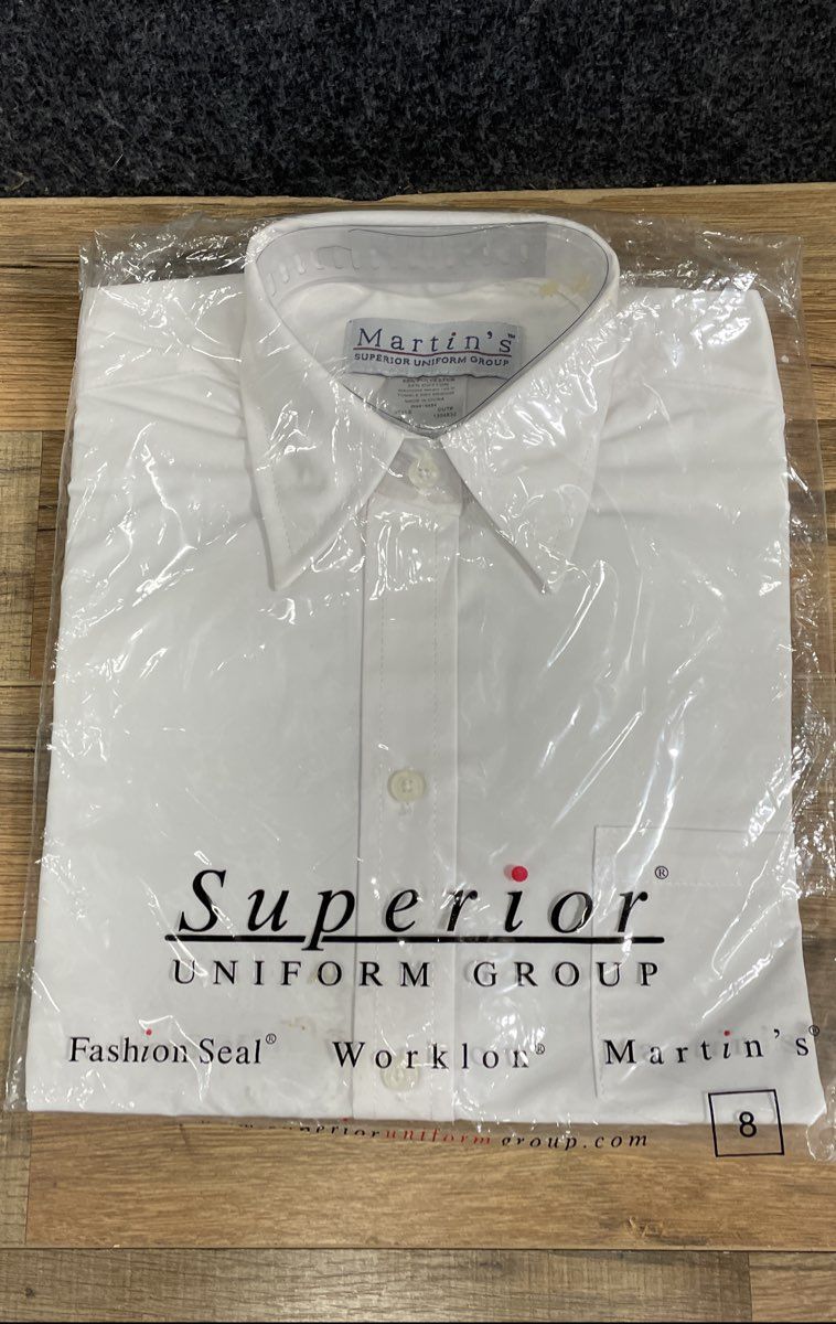 Martin's Women's 2 Shirt & 2 Pants Uniform Set White Oxford Gray Sz 8 NWT