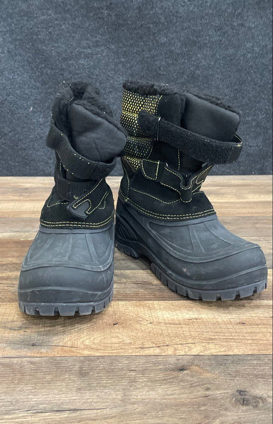 Khombu Snowbank Black Yellow Faux Fur Lined Duck Winter Snow Boots Size 6M