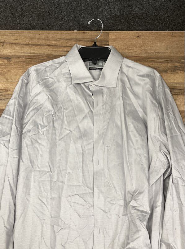 Michael Kors Men's Gray Slim Fit Comfort Stretch Dress Shirt 18 34/35 2XL