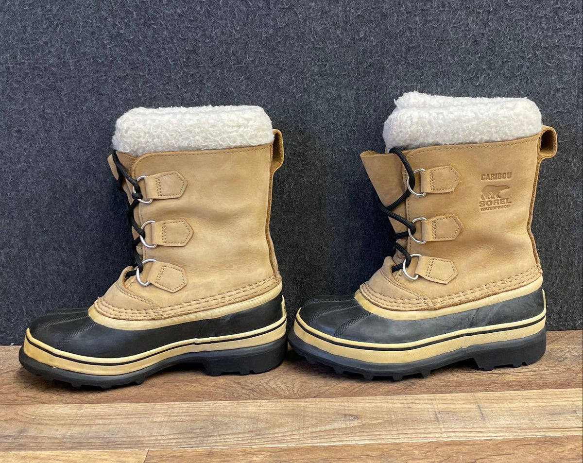 Sorel Caribou Waterproof Winter Snow Boots Buff Black Youth Size 1