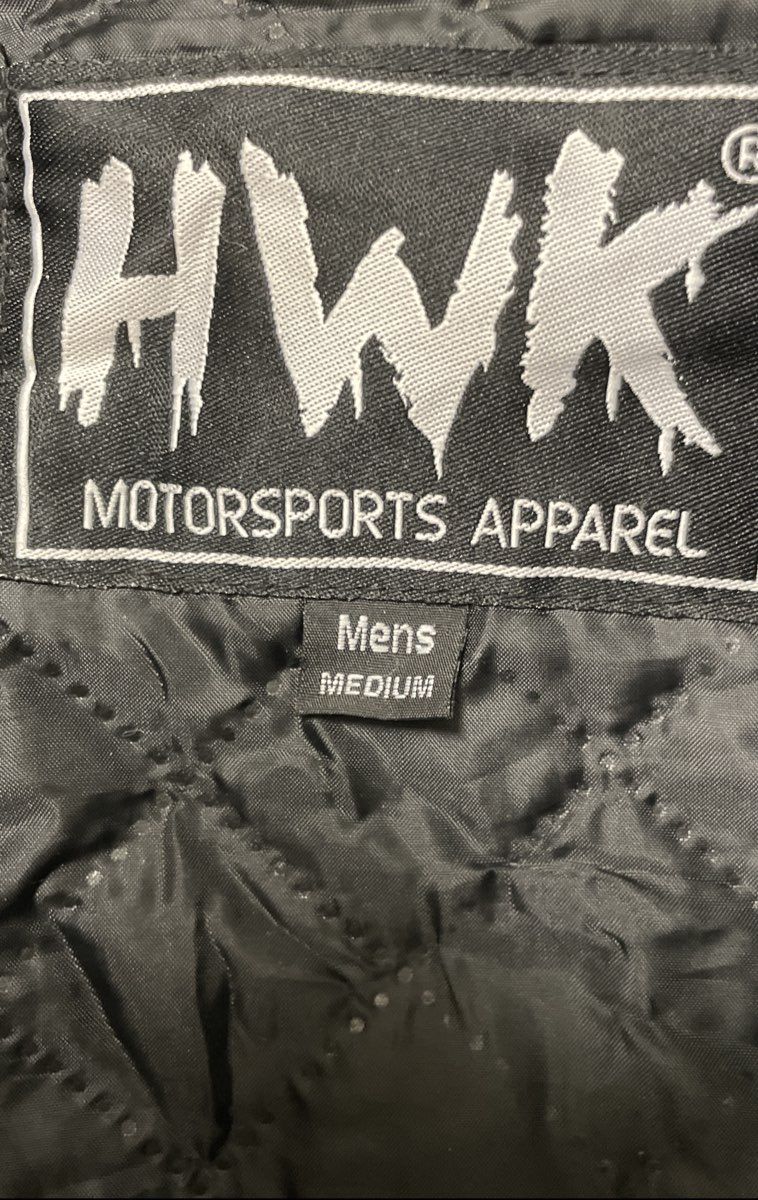 HWK Motorsports Apparel Men's Black White Red Padded Motorcycle Jacket Size M