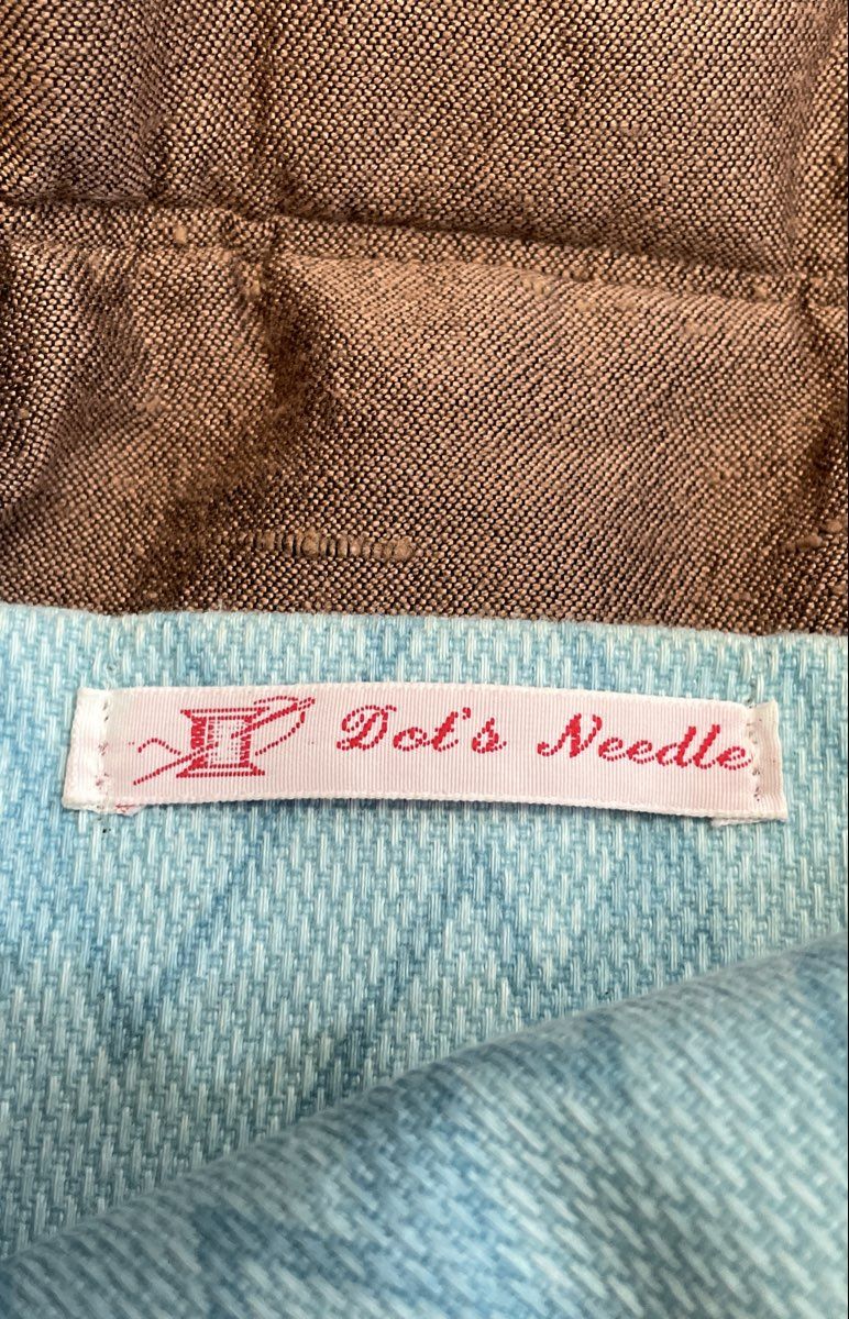 Dot's Needle Brown Tan Blue Woven Geometric Polka Dot Flap Shoulder Bag
