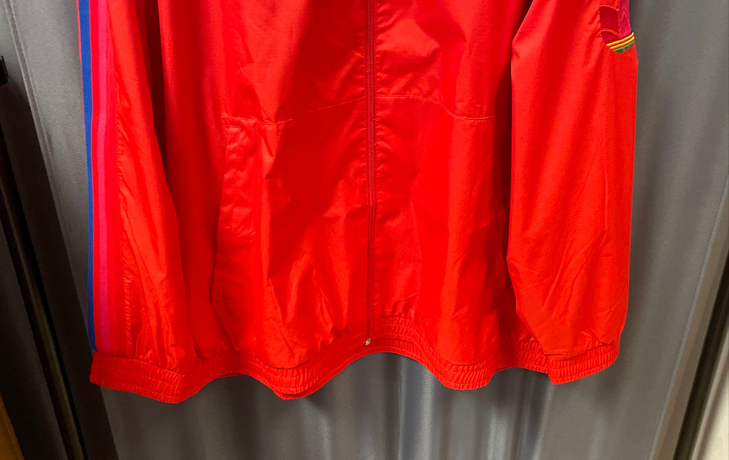 Adidas Men's Active Red 3D Trefoil 3-Stripe Track Top Windbreaker Sz 2XL NWT