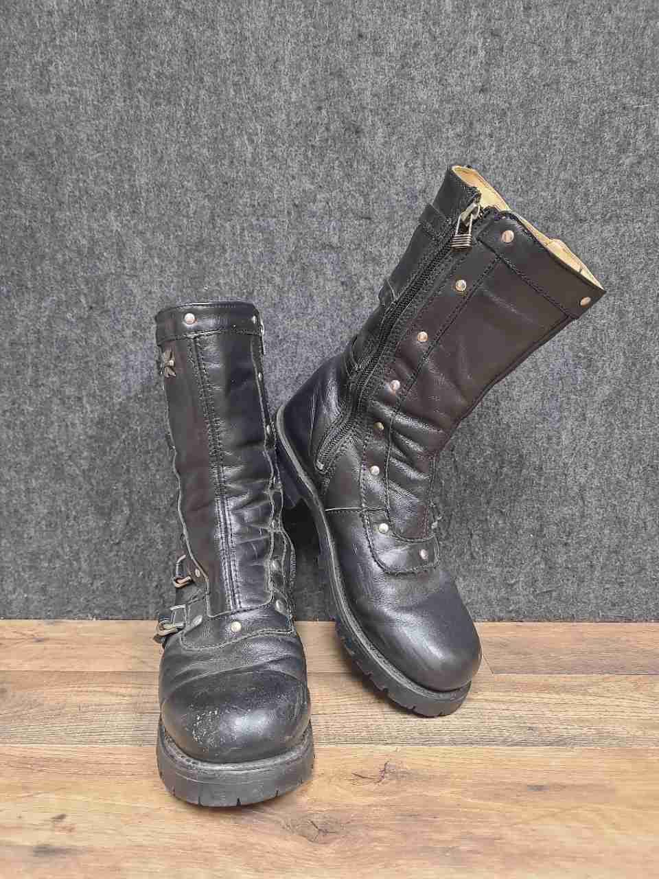X Element LU2510 Black Leather Buckle Motorcycle Biker Boots Women's Size 7.5