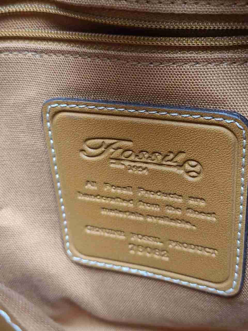 Fossil Striped Canvas Bamboo Handle Satchel Bag Pink Orange Multi-Color