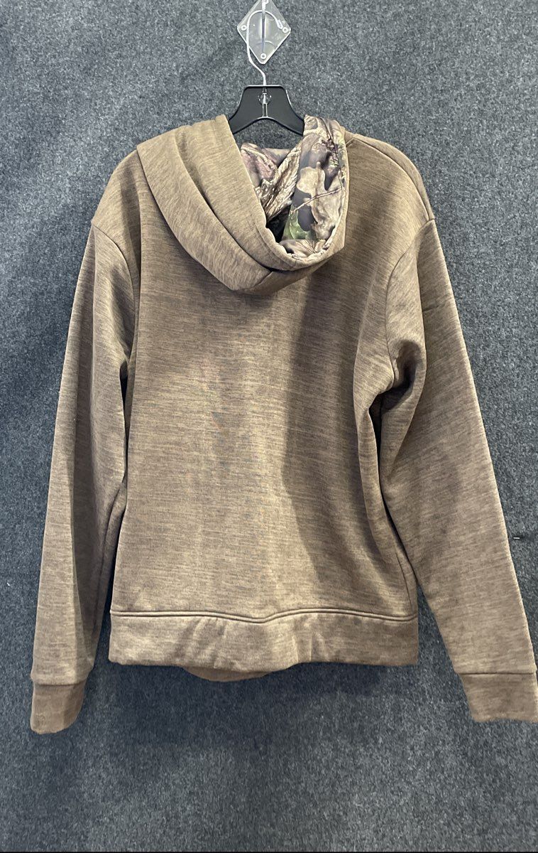 Mossy Oak Men's Brown Performance Fleece Full Zip Hoodie Camo Lined Sz XL