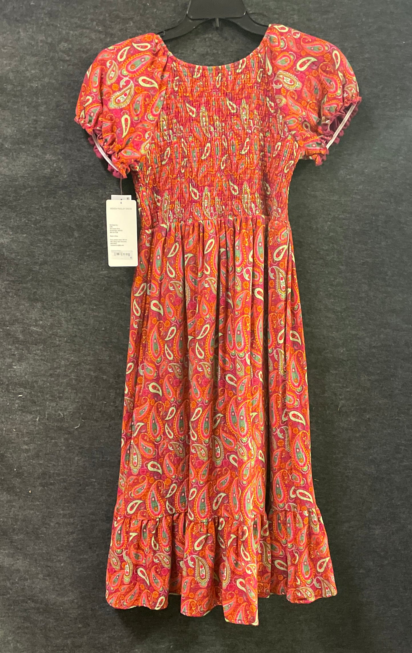 Blueberi Boulevard Girls Pink Paisley Smocked Tiered Maxi Dress NWT Sz M
