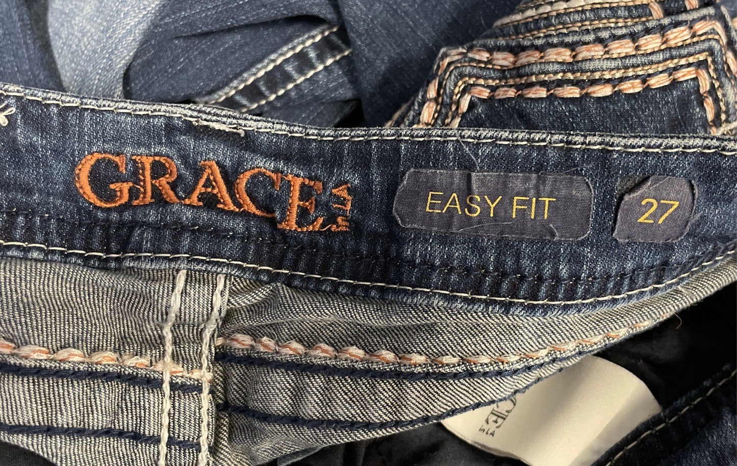 Grace in LA Women's Blue Easy Fit Embellished Bootcut Denim Jeans Sz 27