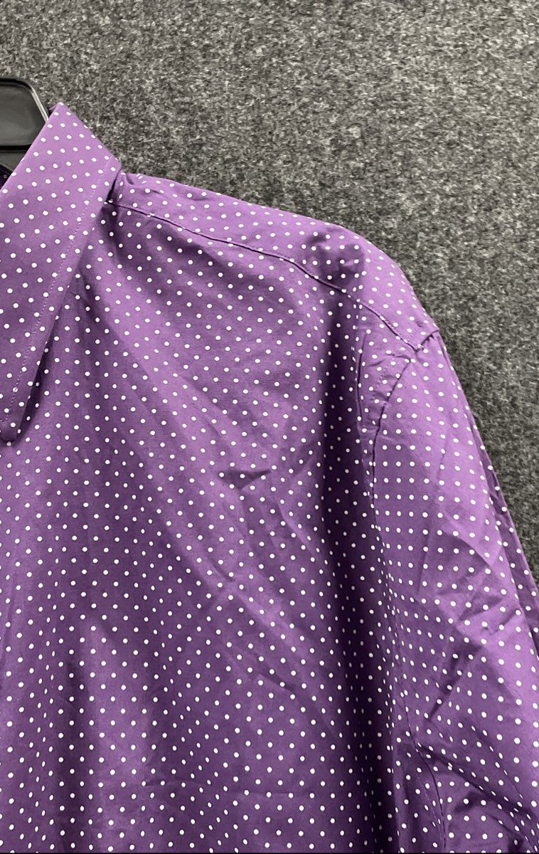 Nick Graham Men's Purple Polka Dot Stretch Slim Fit Shirt NWT 18-18.5 36-37