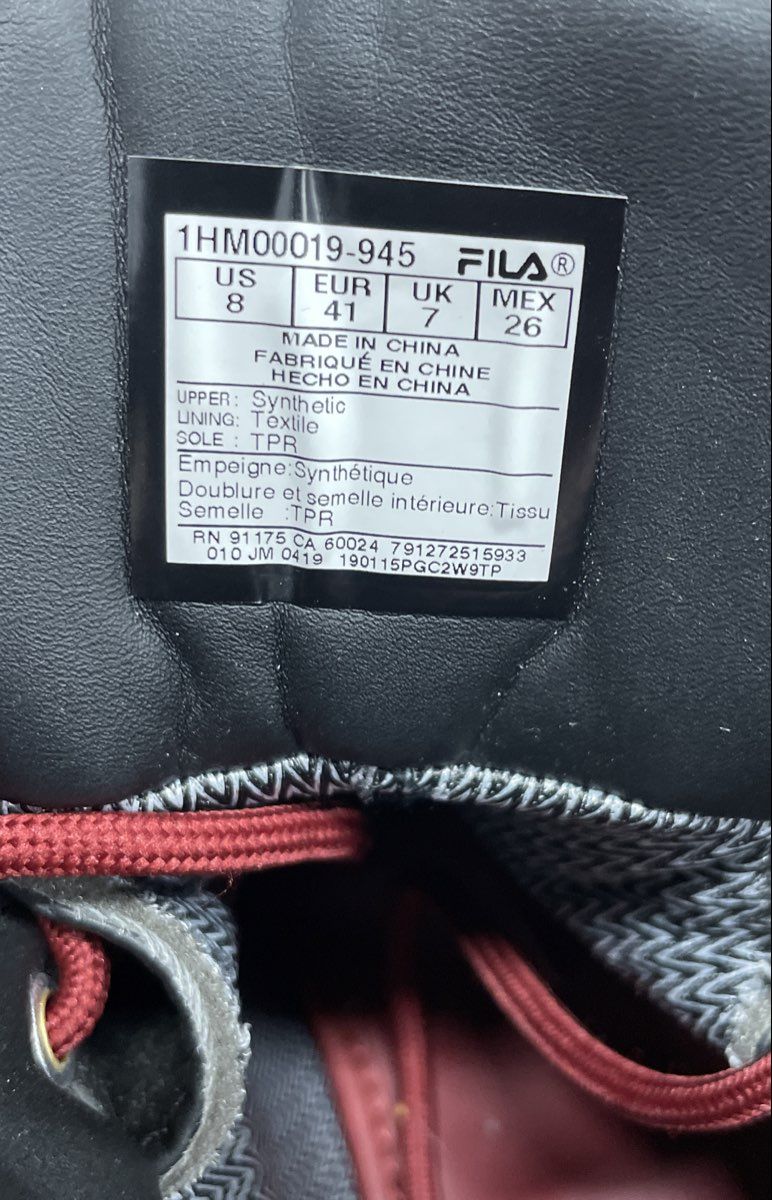 Fila Edgewater Waterproof Thinsulate Red Burgundy Boots Men's Size 8