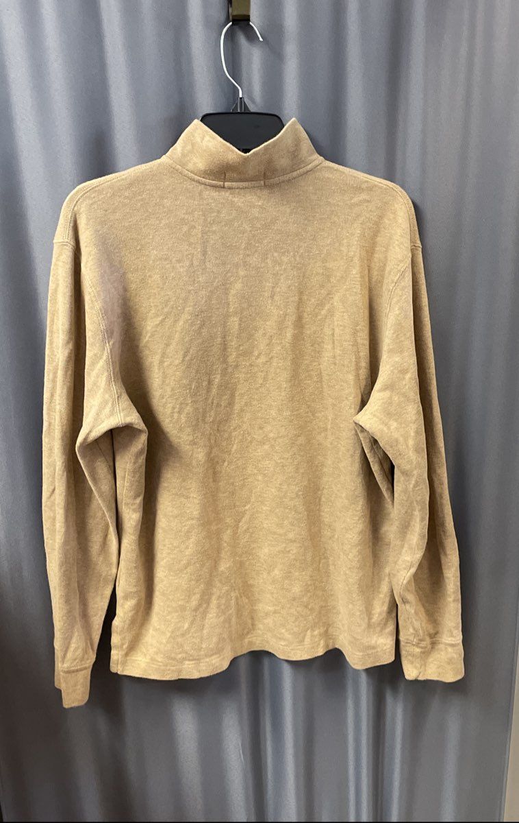 Polo Ralph Lauren Men's Tan Estate Rib 1/4 Zip Pullover Cotton Sweater Sz M