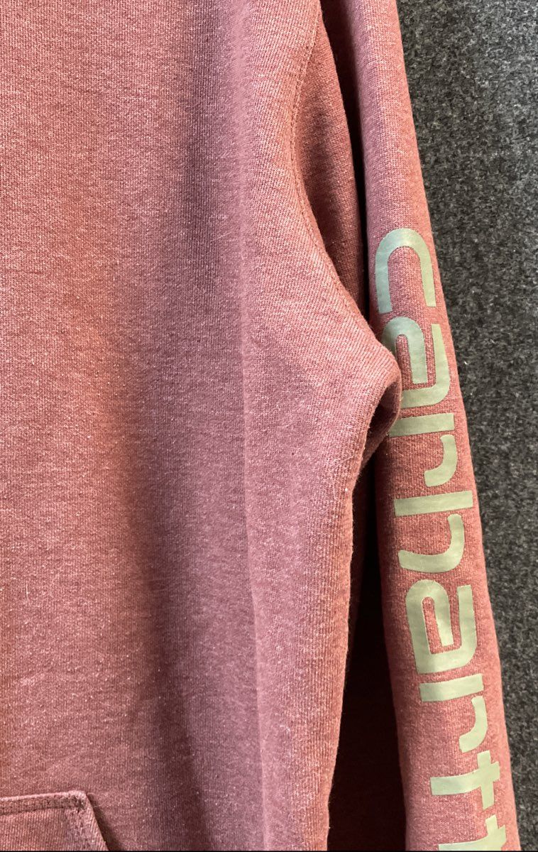 Carhartt Men's Red Heathered Logo Sleeve Original Fit Hoodie K288 Sz XL Tall