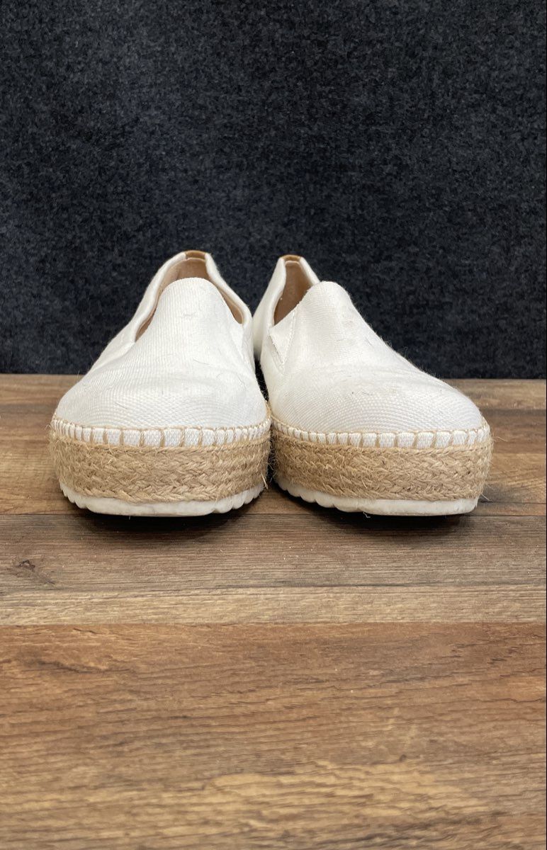 Dr. Scholl's White Canvas Platform Espadrille Slip-On Shoes Women's Size 10M