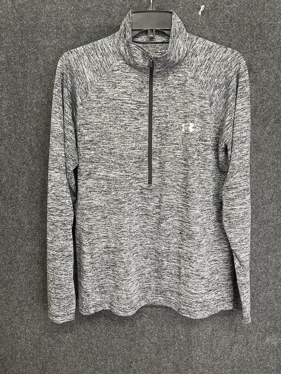 Under Armour Men's Gray Black Space Dye HeatGear 1/4 Zip Pullover Shirt Sz XL