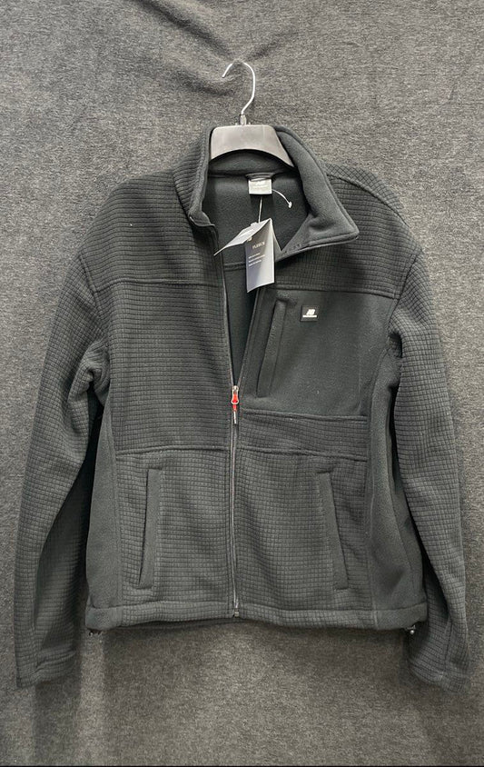 New Balance Mens Black Full Zip Grid Fleece Jacket Waffle Mock Neck Sz L NWT