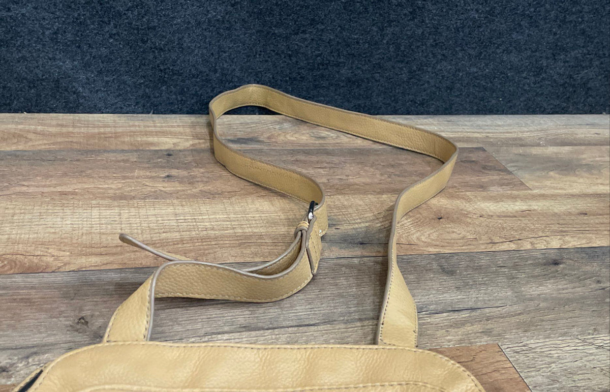 Tignanello Brown Leather Multi Zip Crossbody Bag Silver Hardware