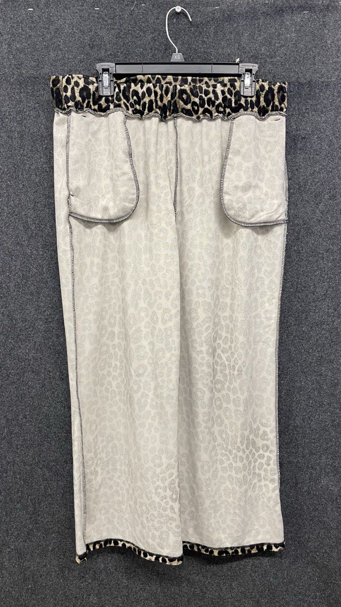 Michael Kors Women's Leopard Spotted Elastic Waist Wide Leg Pants Sz Large