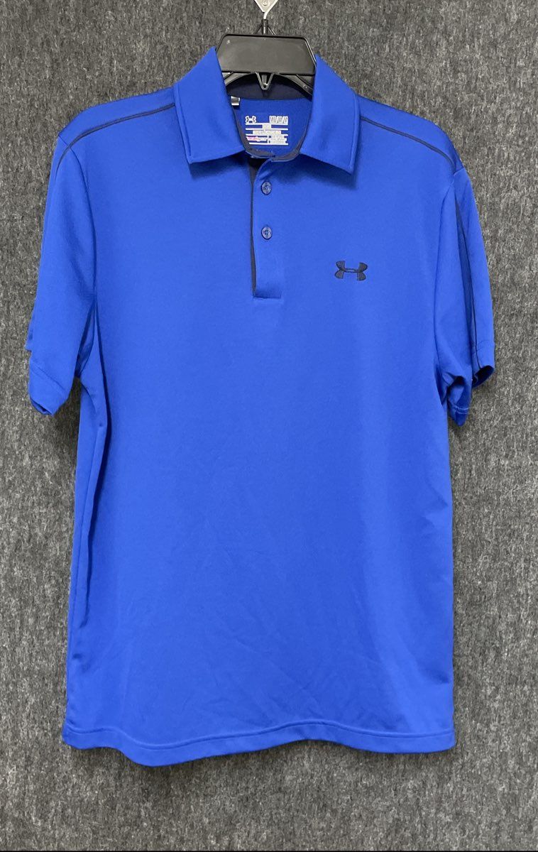 Under Armour Men's Blue UA Tech HeatGear Polo Shirt Loose Fit Sz M
