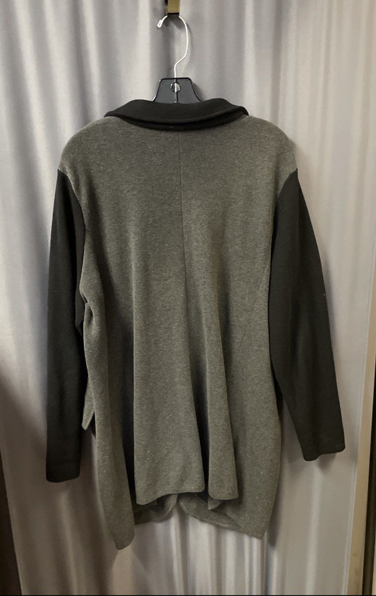 Lauren Ralph Lauren Women's Gray Black Colorblock Knit Blazer Cardigan Sz 2X
