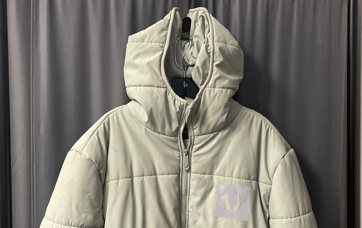 True Religion Sea Foam Green Hooded Puffer Parka Jacket Size M