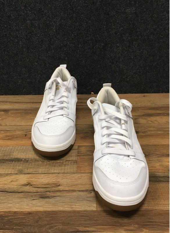 Puma Rebound LayUp Low White Gum Basketball Lifestyle Sneakers Men's Size 13