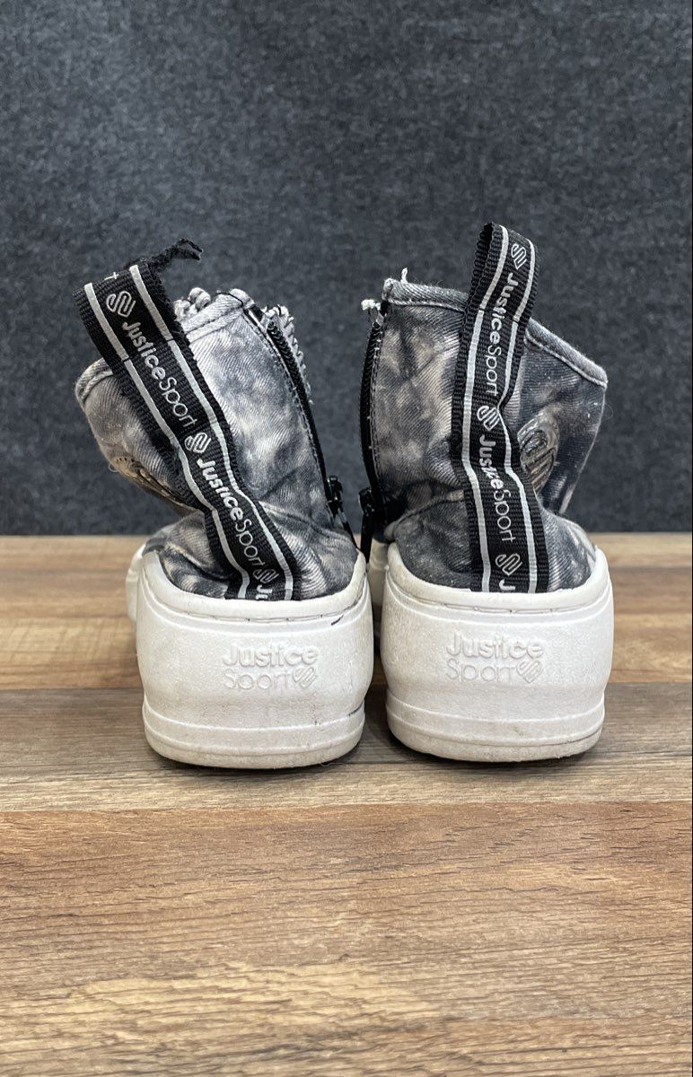 Justice Sport Girls Tie Dye High Top Platform Sneakers Gray Black Size 8