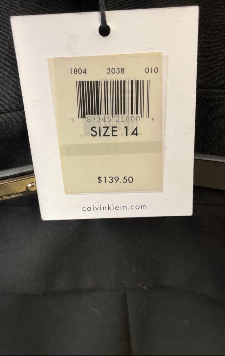 Calvin Klein Women's Black Sleeveless Belted Peplum Sheath Dress Sz 14 NWT