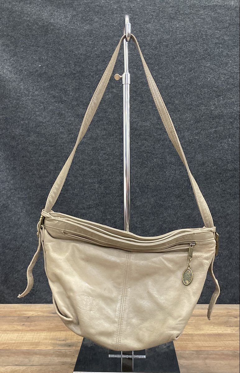 Vintage Stone Mountain Grey Leather Shoulder Bag Crossbody Made in USA