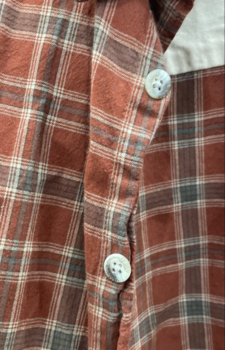 Columbia Men's Orange Plaid Casual Long Sleeve Cotton Button Up Shirt Sz M