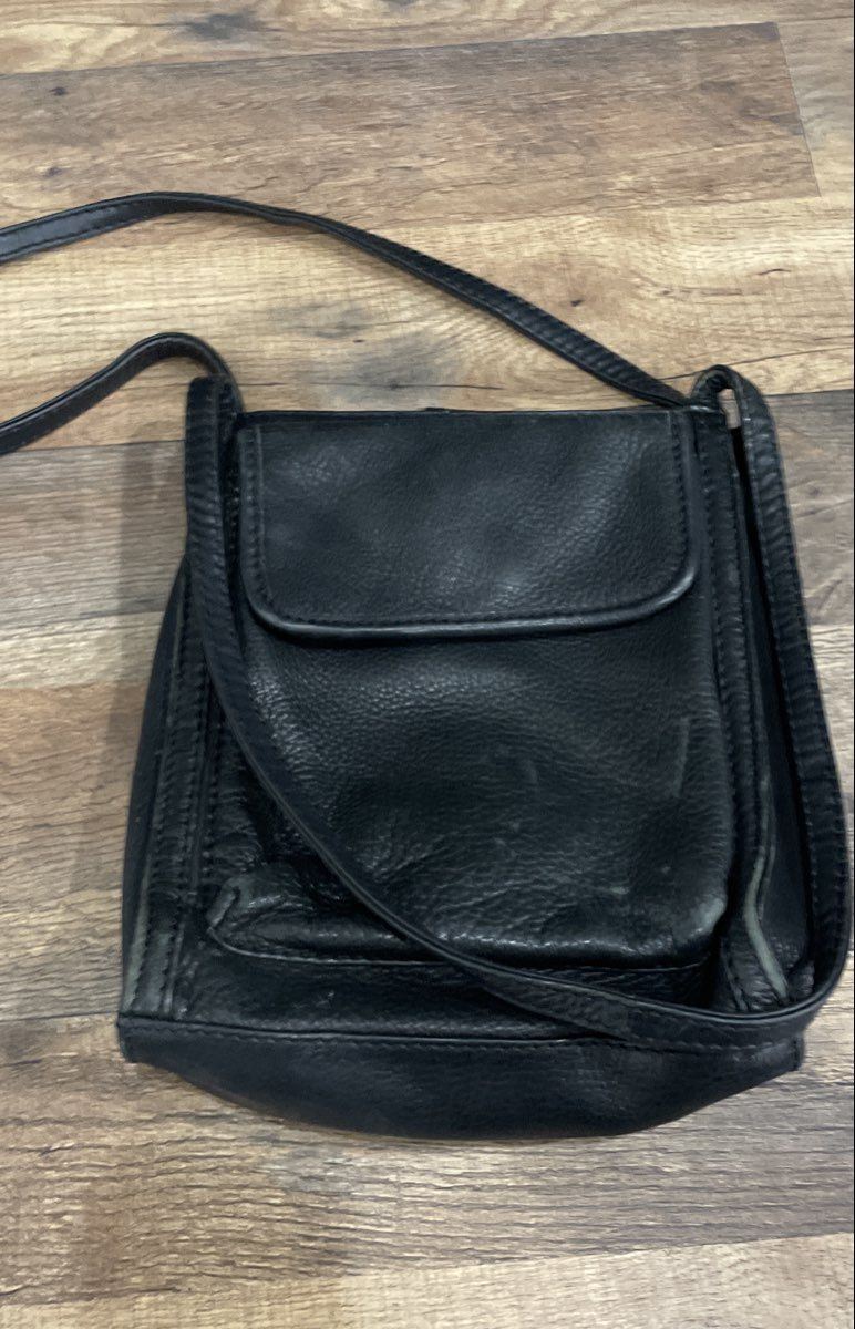 Fossil Black Pebbled Leather Crossbody Bag Vintage Travel Messenger Purse