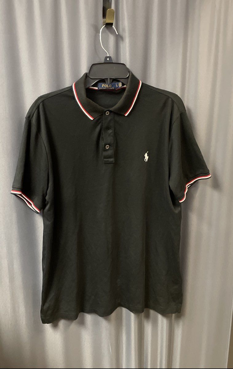 Polo Ralph Lauren Men's Black Tipped Short Sleeve Polo Golf Shirt Size L