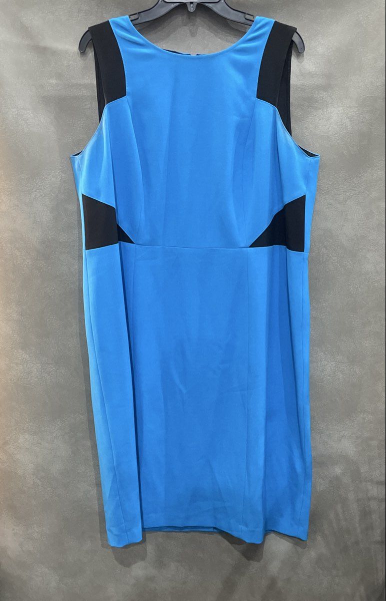 Kasper Women's Blue Black Colorblock Sleeveless Sheath Dress