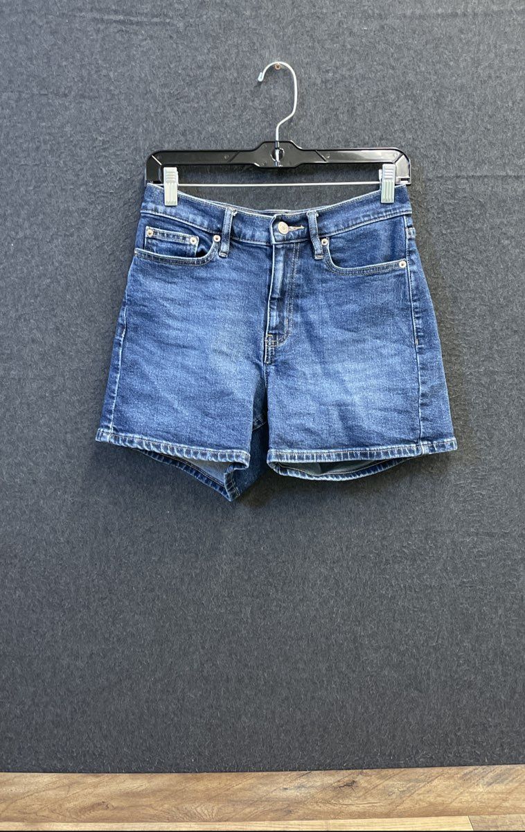 Calvin Klein Jeans Women's Dark Wash Blue Denim Shorts High Rise Omega Sz 6