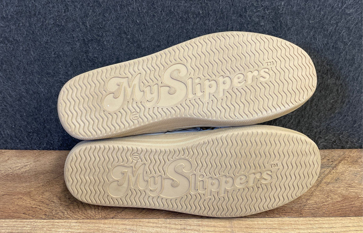My Slippers Women's Cream Leather Moccasin Faux Fur Lined Size 10