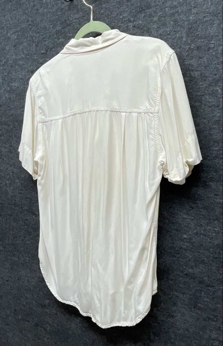 Vintage 90s White Stag Women's Cream Rayon Short Sleeve Utility Blouse Sz M