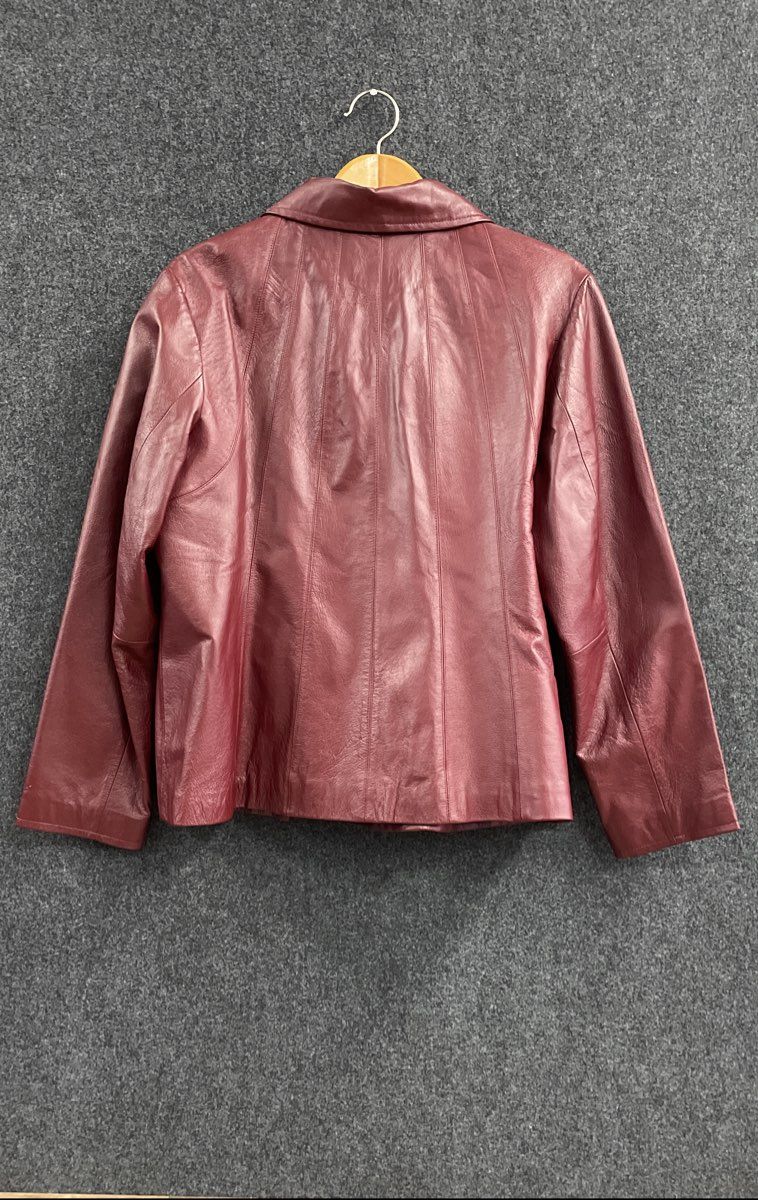 east 5th Women's Burgundy Genuine Leather Full Zip Jacket Lined Coat Sz 2X