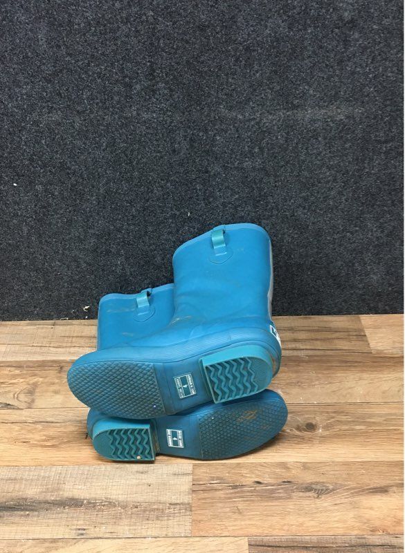 LL Bean Wellie Teal Blue Waterproof Rubber Rain Boots Youth Size 4