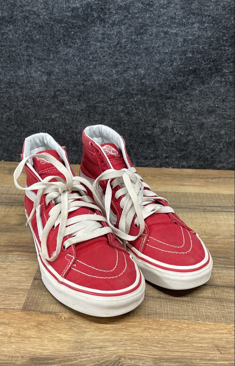 Vans Sk8-Hi Red White Canvas High Top Sneakers Men's Size 6.5 Women's Size 8