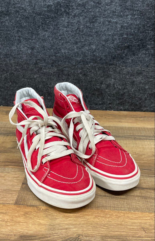 Vans Sk8-Hi Red White Canvas High Top Sneakers Men's Size 6.5 Women's Size 8