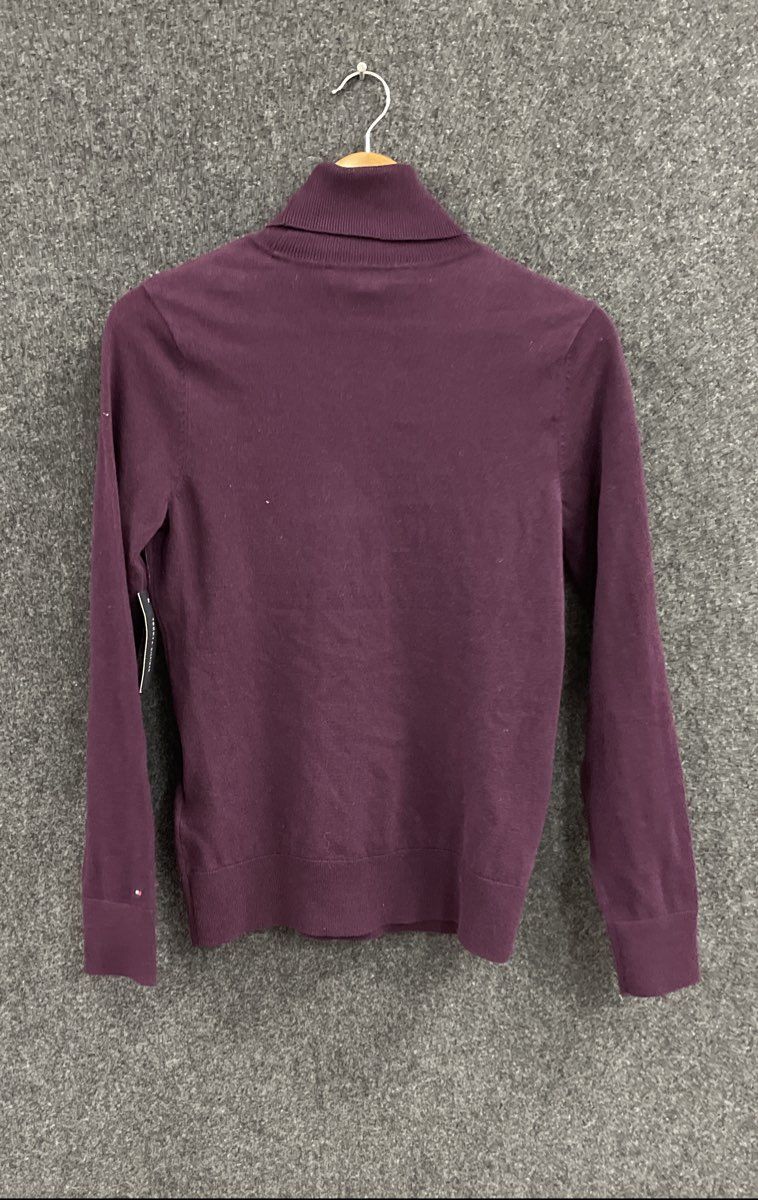 Tommy Hilfiger Women's Purple Gold Button Shoulder Turtleneck Sweater NWT Sz S