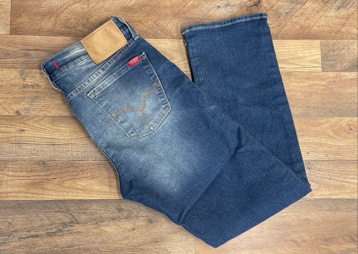 Guess Men's Lincoln Slim Straight Jeans Blue Faded Wash Stretch Sz 34x30